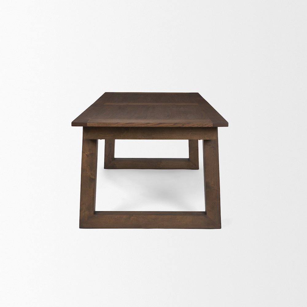 Takota Dark Brown Rectangular Oak Wood Birch Wood Legs Extendable Dining Table