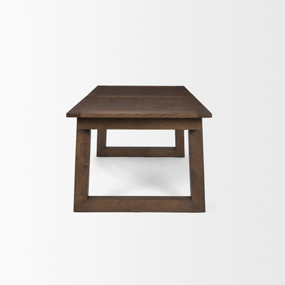 Takota Dark Brown Rectangular Oak Wood Birch Wood Legs Extendable Dining Table