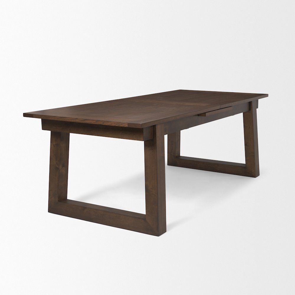 Takota Dark Brown Rectangular Oak Wood Birch Wood Legs Extendable Dining Table