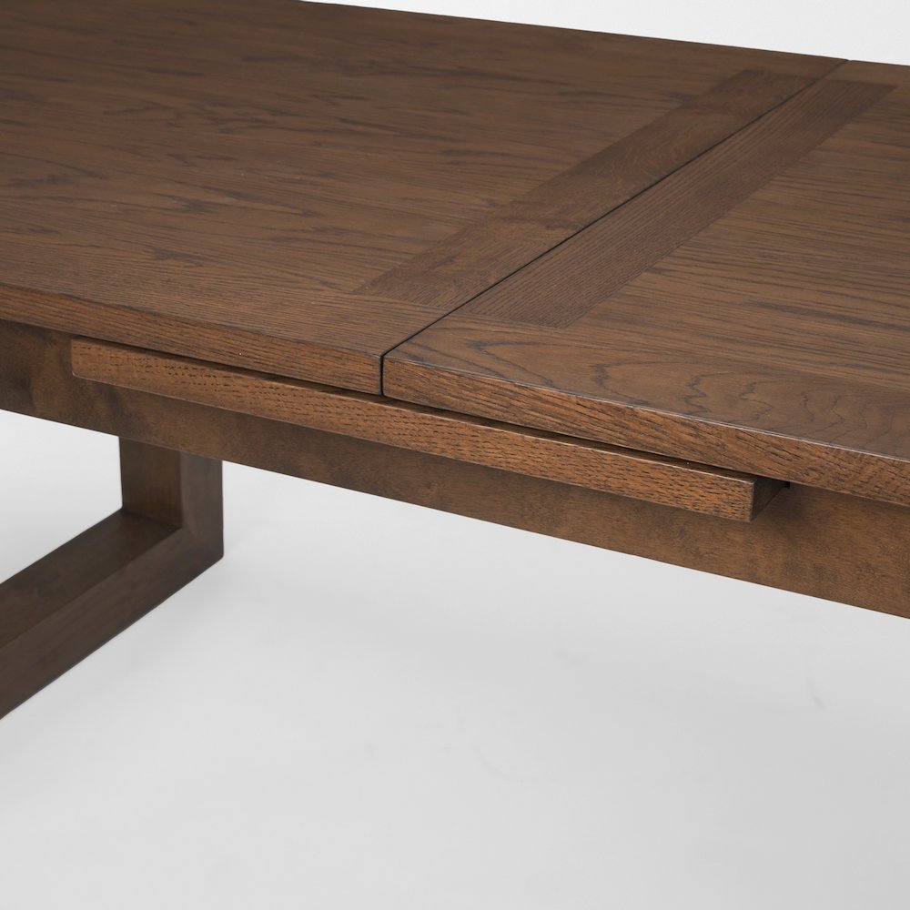 Takota Dark Brown Rectangular Oak Wood Birch Wood Legs Extendable Dining Table