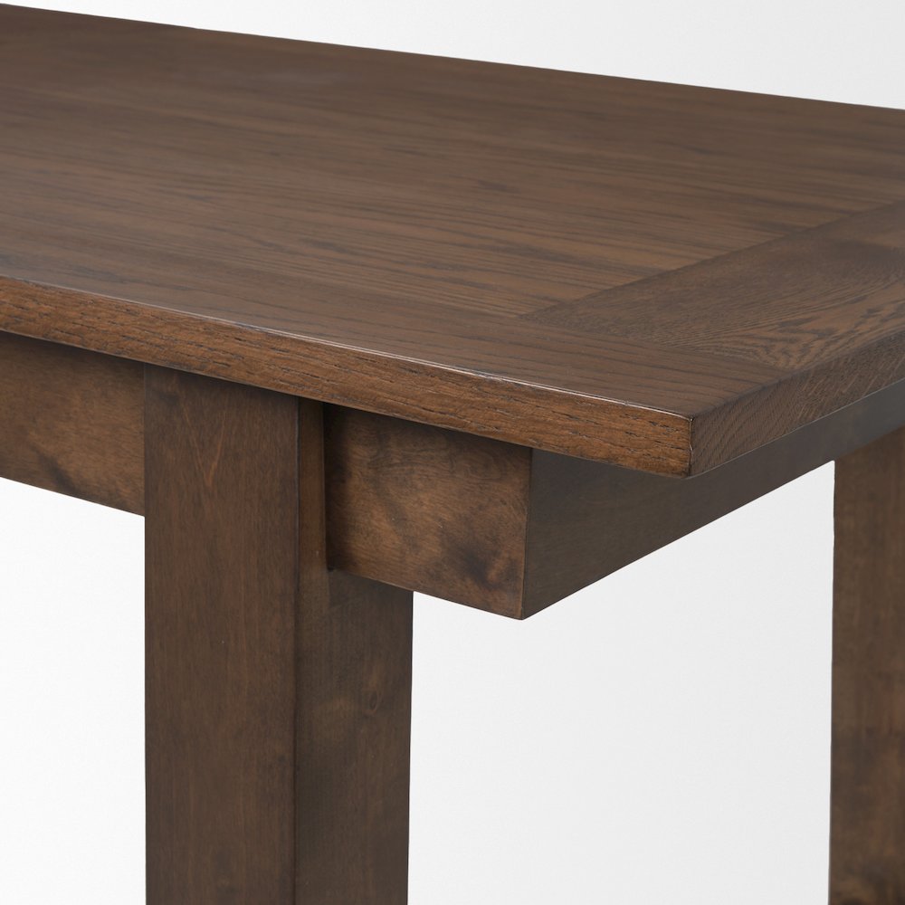 Takota Dark Brown Rectangular Oak Wood Birch Wood Legs Extendable Dining Table