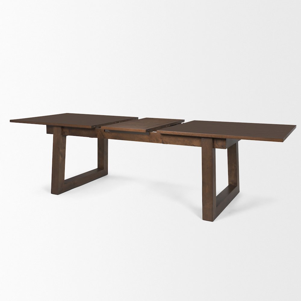 Takota Dark Brown Rectangular Oak Wood Birch Wood Legs Extendable Dining Table