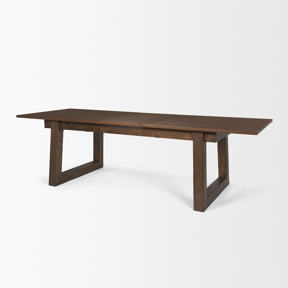 Takota Dark Brown Rectangular Oak Wood Birch Wood Legs Extendable Dining Table