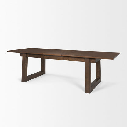 Takota Dark Brown Rectangular Oak Wood Birch Wood Legs Extendable Dining Table