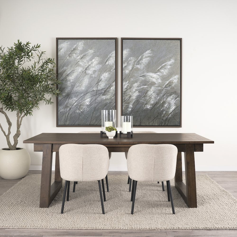 Takota Dark Brown Rectangular Oak Wood Birch Wood Legs Extendable Dining Table