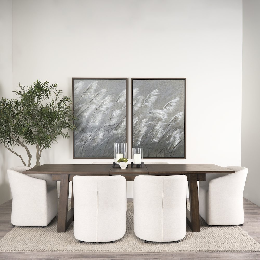 Takota Dark Brown Rectangular Oak Wood Birch Wood Legs Extendable Dining Table