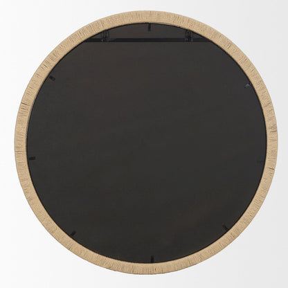 Vasie Black Wood Jute Round Mirror