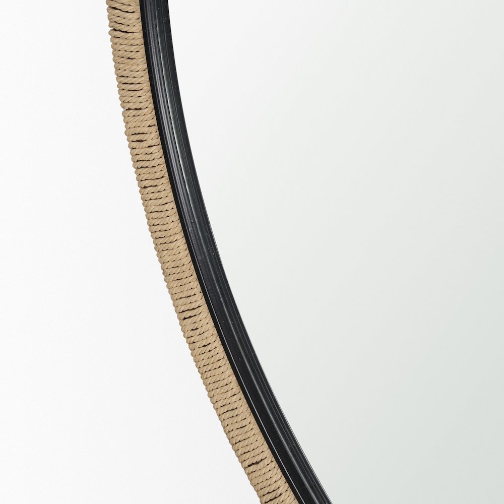 Vasie Black Wood Jute Round Mirror