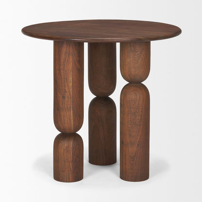 Pedestal Medium Dark Brown Acacia Wood Foyer Table