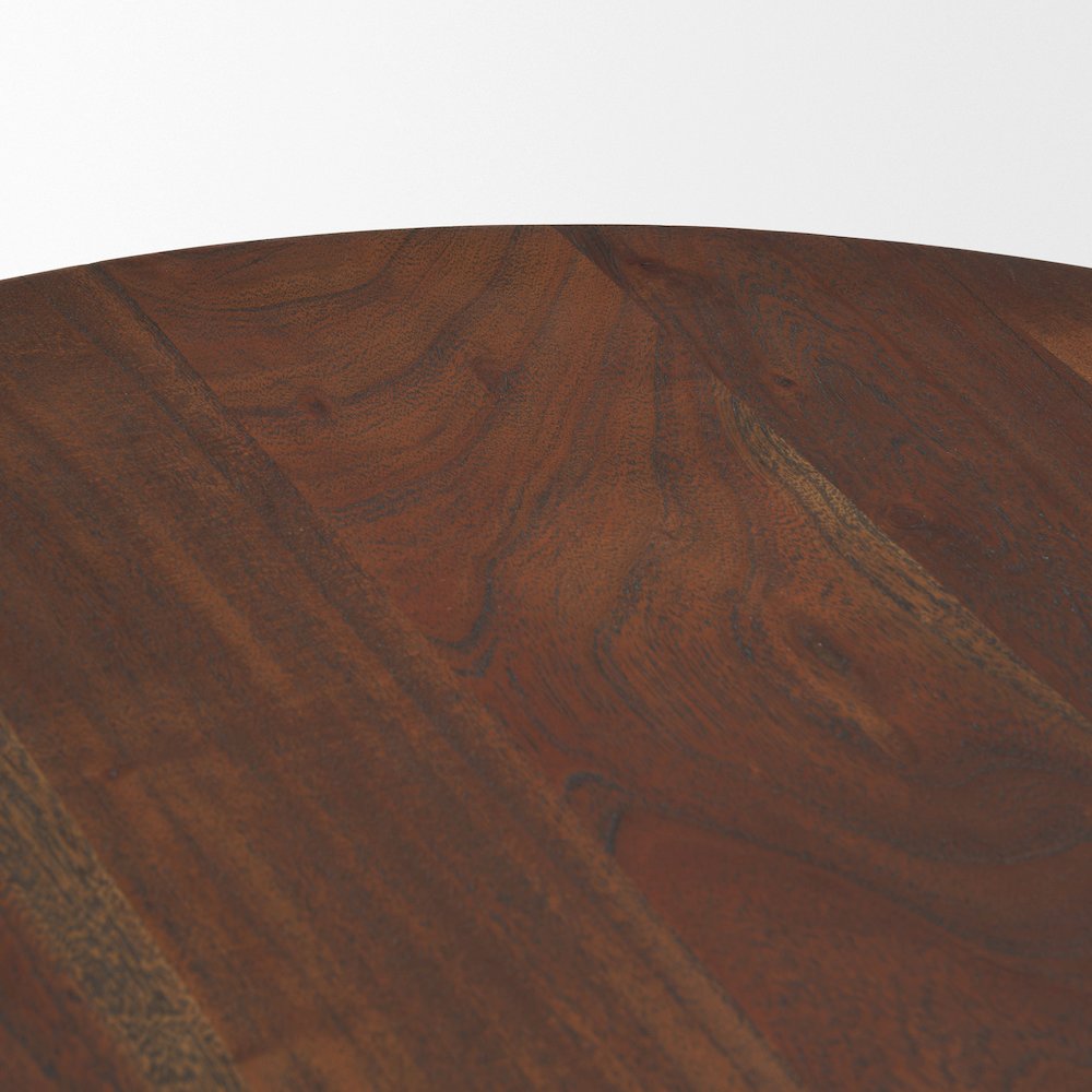 Pedestal Medium Dark Brown Acacia Wood Foyer Table