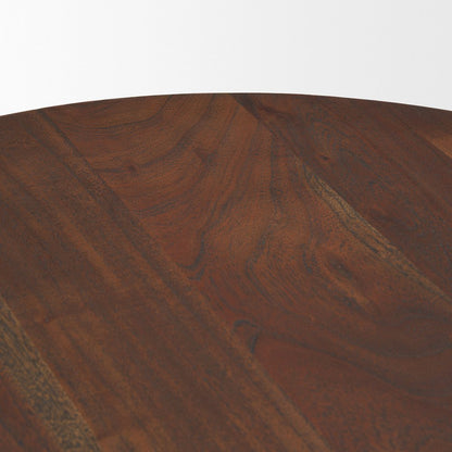 Pedestal Medium Dark Brown Acacia Wood Foyer Table