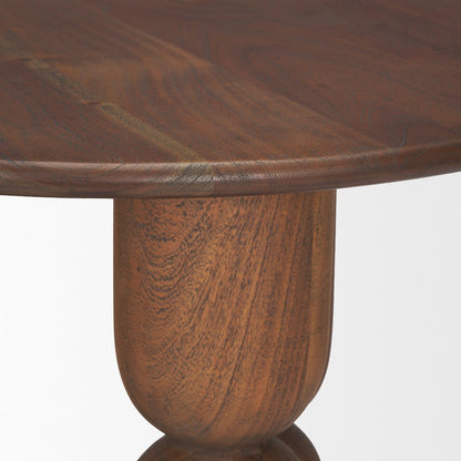 Pedestal Medium Dark Brown Acacia Wood Foyer Table