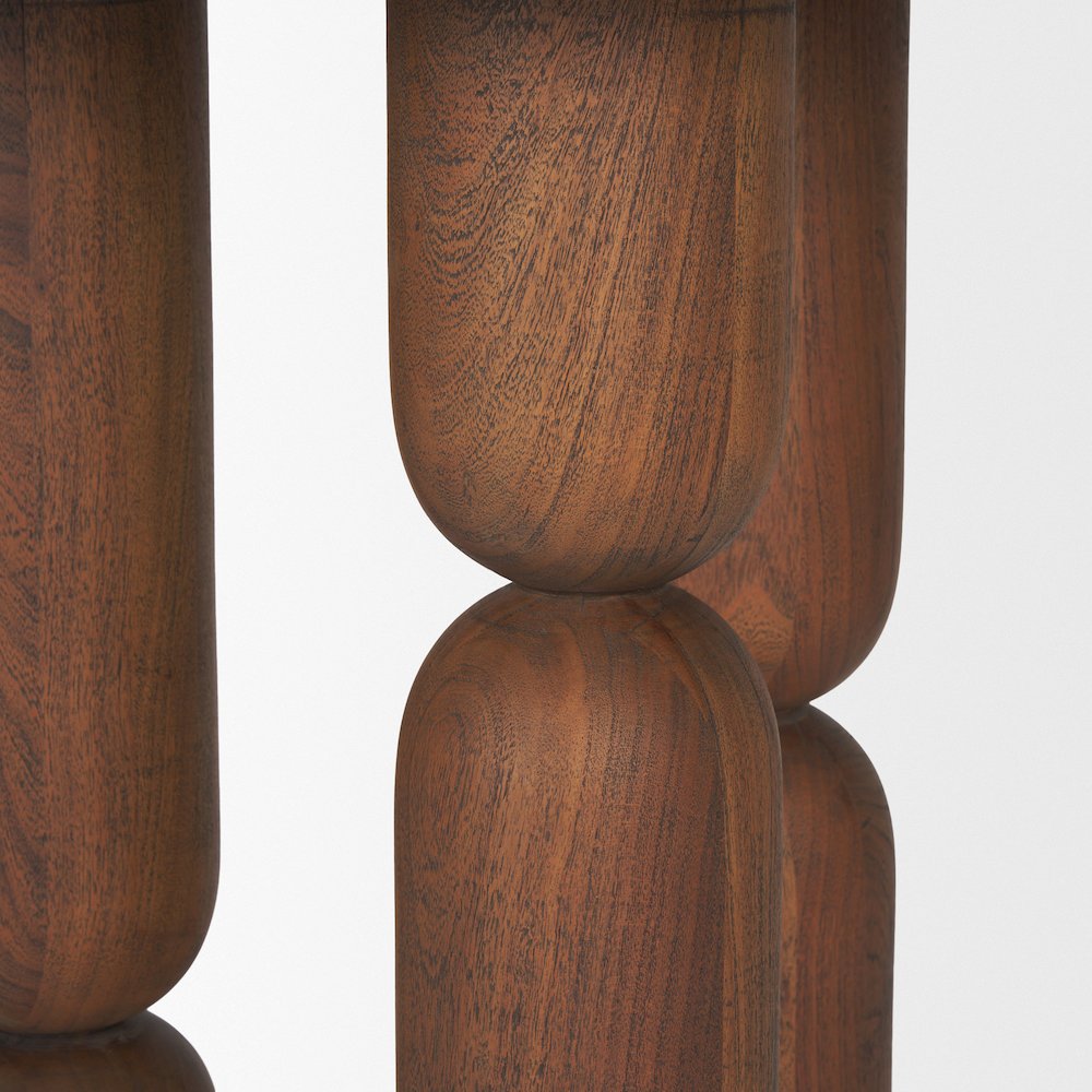Pedestal Medium Dark Brown Acacia Wood Foyer Table