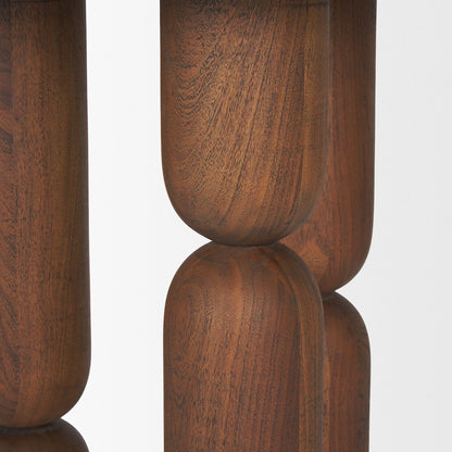 Pedestal Medium Dark Brown Acacia Wood Foyer Table