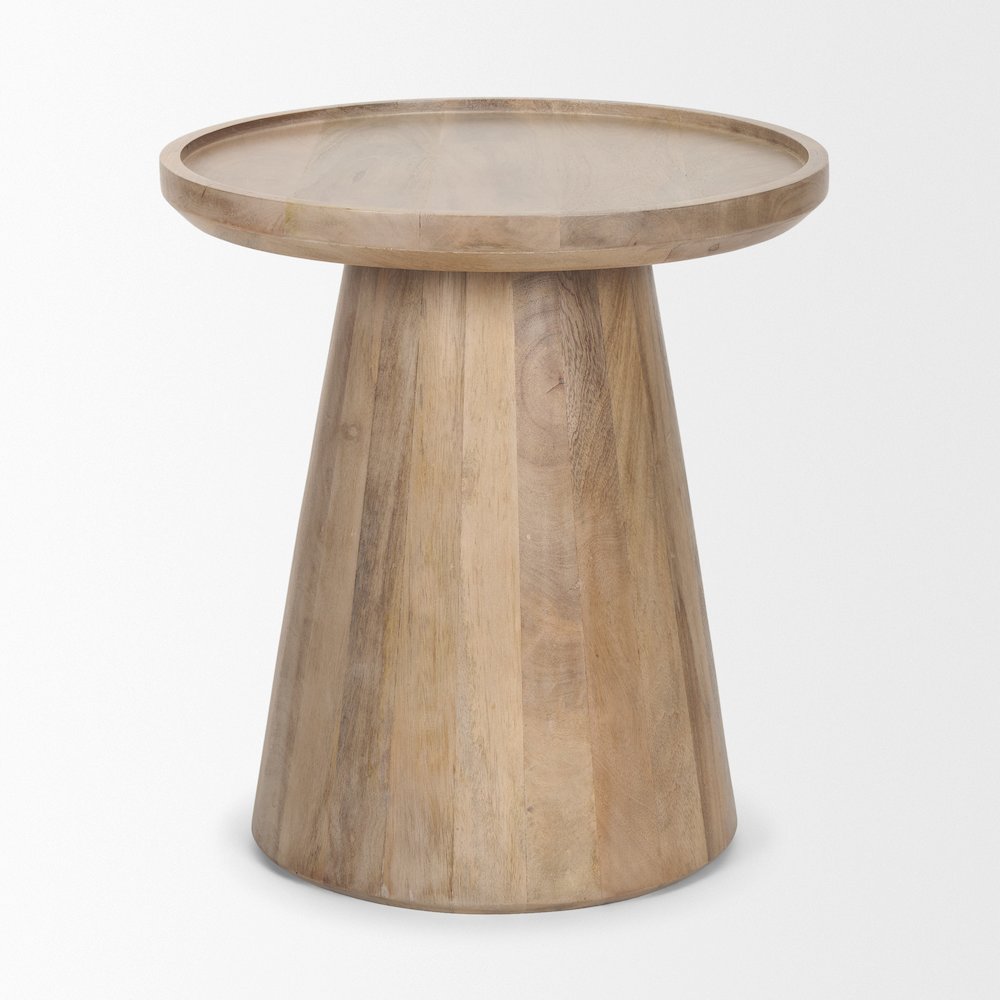 Light Brown Wood Tapered Drum Accent Table
