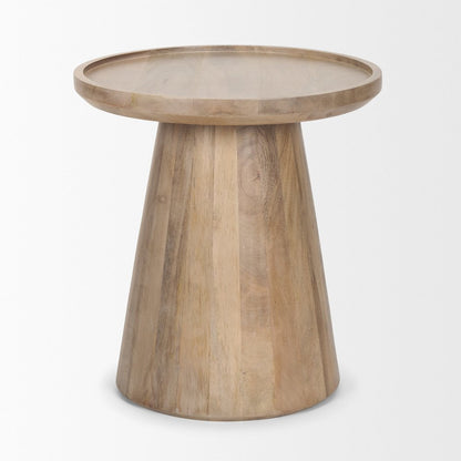 Light Brown Wood Tapered Drum Accent Table