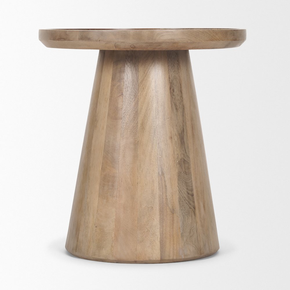Light Brown Wood Tapered Drum Accent Table