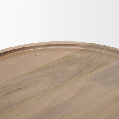 Light Brown Wood Tapered Drum Accent Table