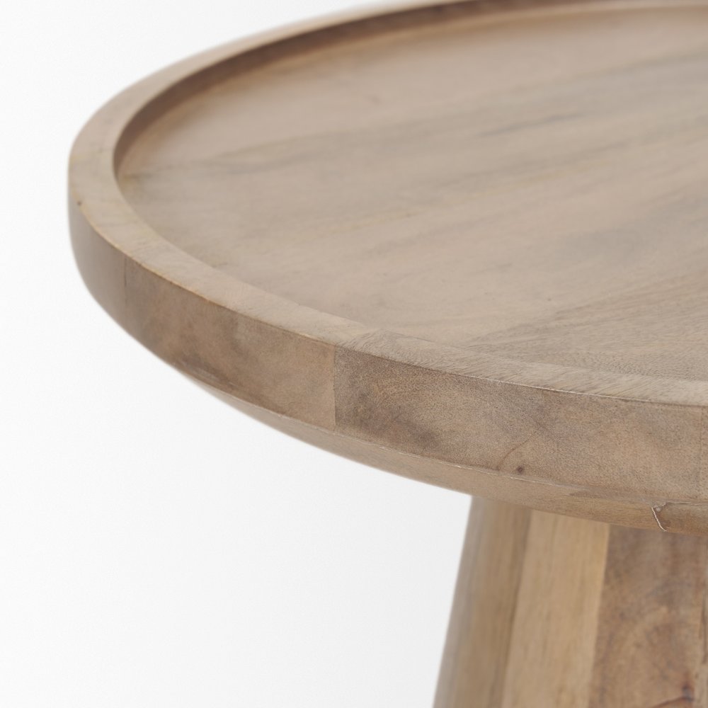 Light Brown Wood Tapered Drum Accent Table