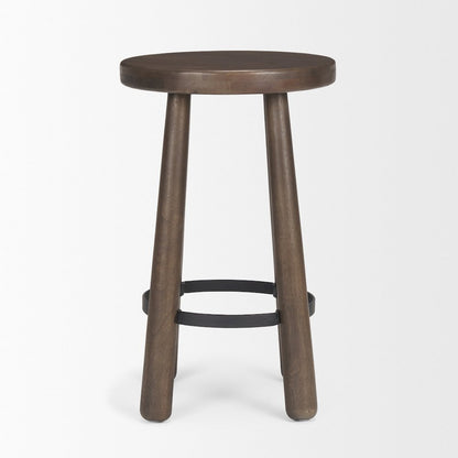 Dark Brown Wood Matte Black Metal Counter Stool