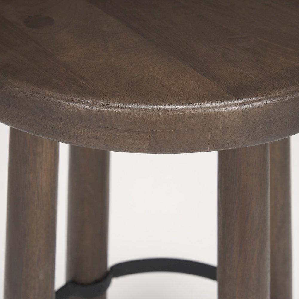 Dark Brown Wood Matte Black Metal Counter Stool