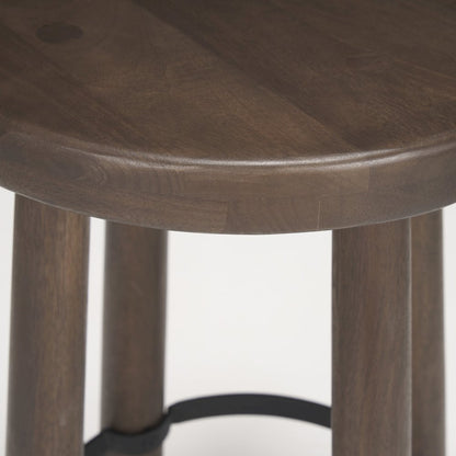 Dark Brown Wood Matte Black Metal Counter Stool
