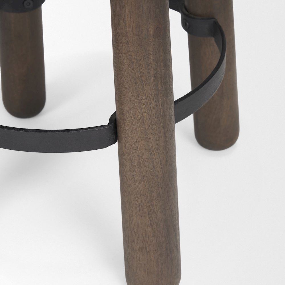 Dark Brown Wood Matte Black Metal Counter Stool