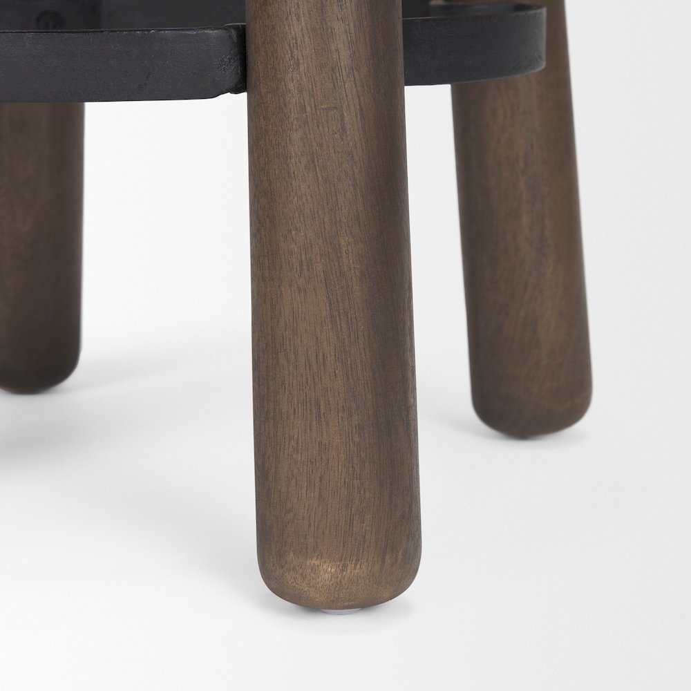 Dark Brown Wood Matte Black Metal Counter Stool