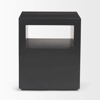Matte Black Metal Open Shelves Side Table