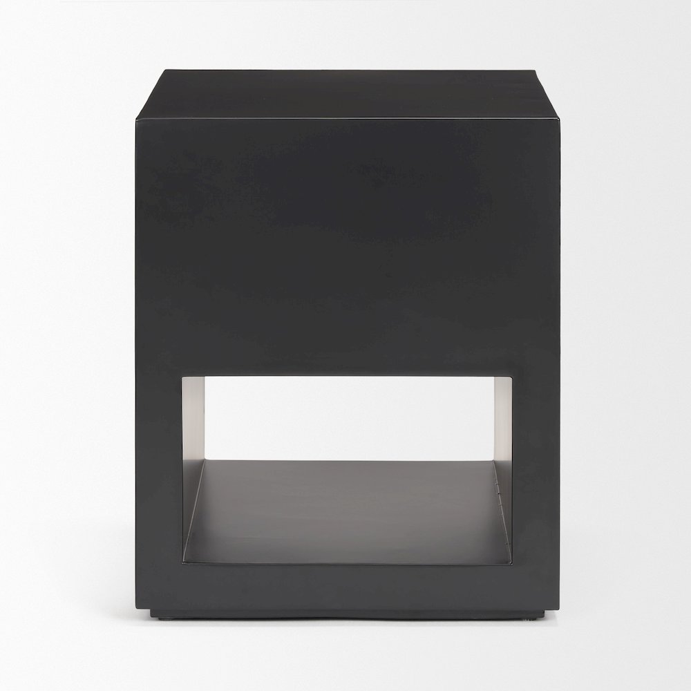Matte Black Metal Open Shelves Side Table