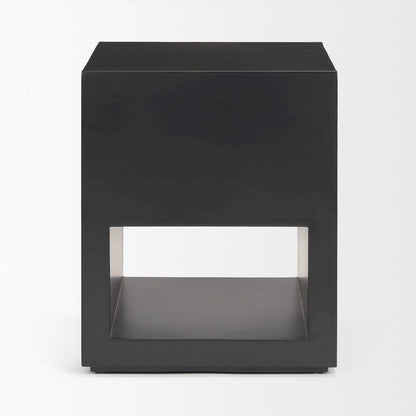Matte Black Metal Open Shelves Side Table