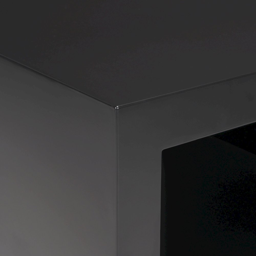 Matte Black Metal Open Shelves Side Table