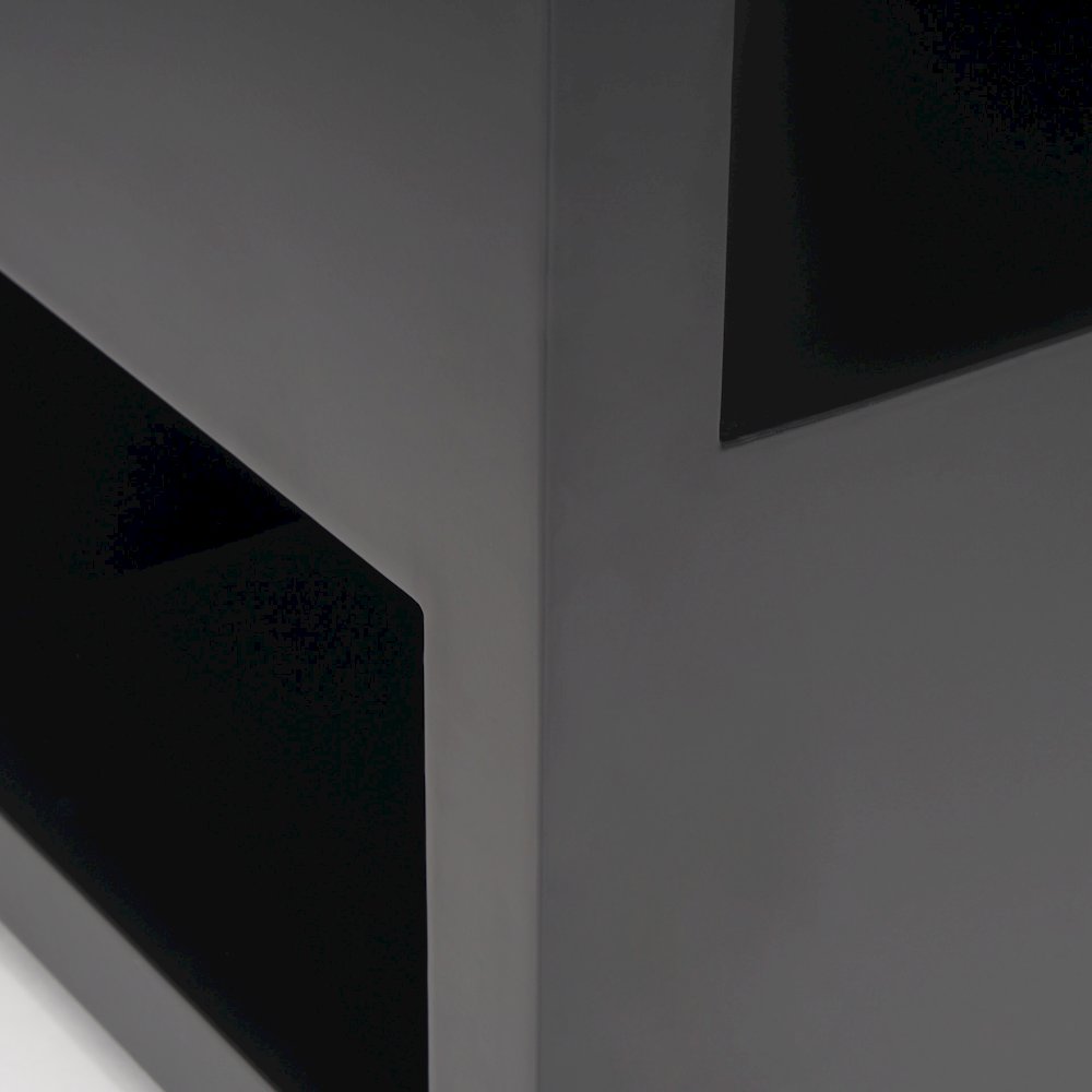 Matte Black Metal Open Shelves Side Table