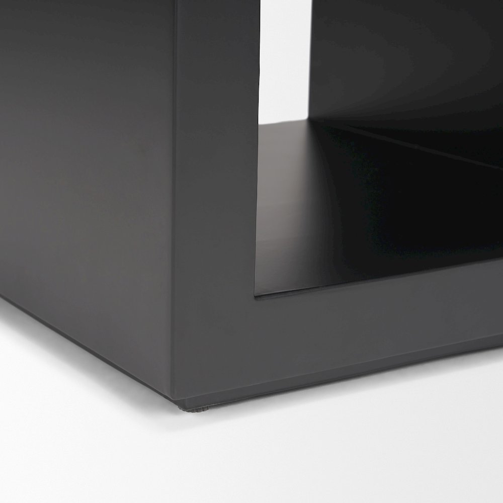 Matte Black Metal Open Shelves Side Table