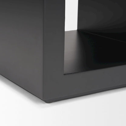 Matte Black Metal Open Shelves Side Table