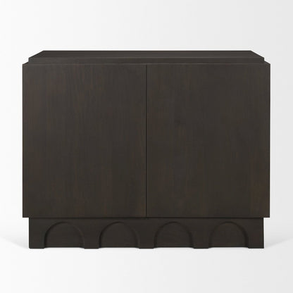 Dark Brown Wood Arched Design Accent Cabinet