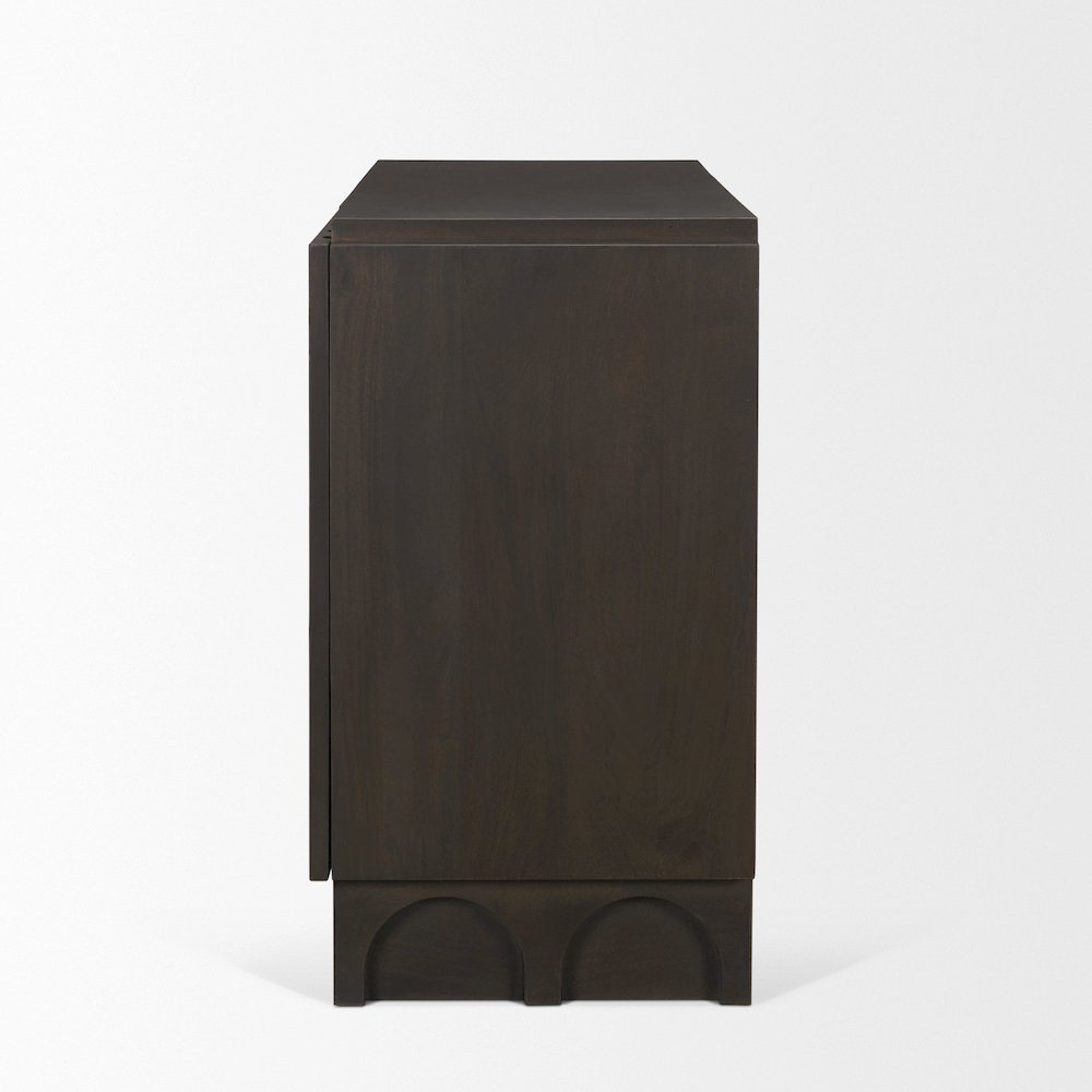 Dark Brown Wood Arched Design Accent Cabinet