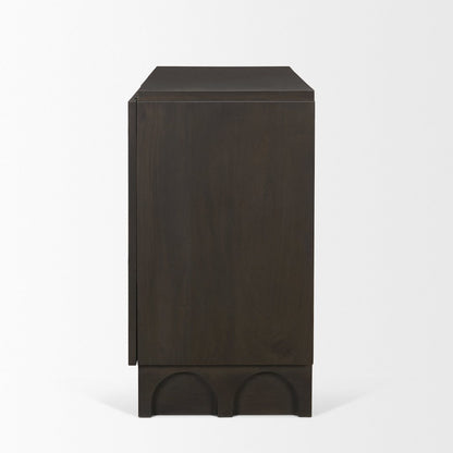 Dark Brown Wood Arched Design Accent Cabinet