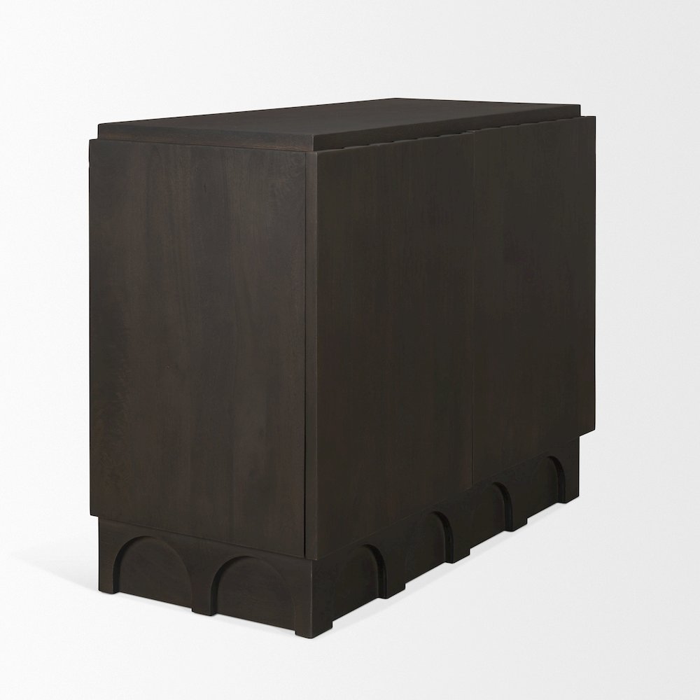 Dark Brown Wood Arched Design Accent Cabinet