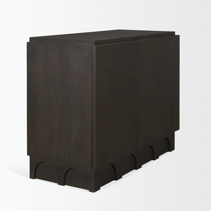 Dark Brown Wood Arched Design Accent Cabinet