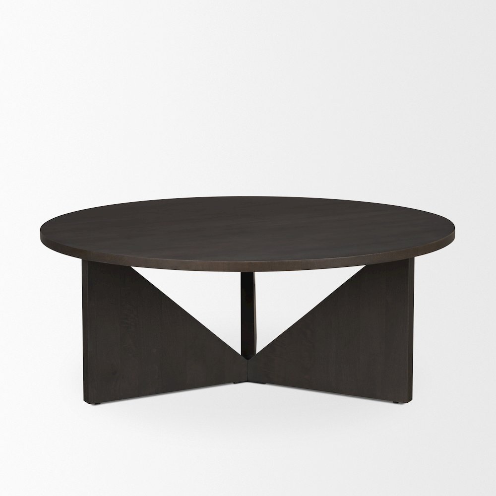 Brown Wood Triangle Legs Coffee Table