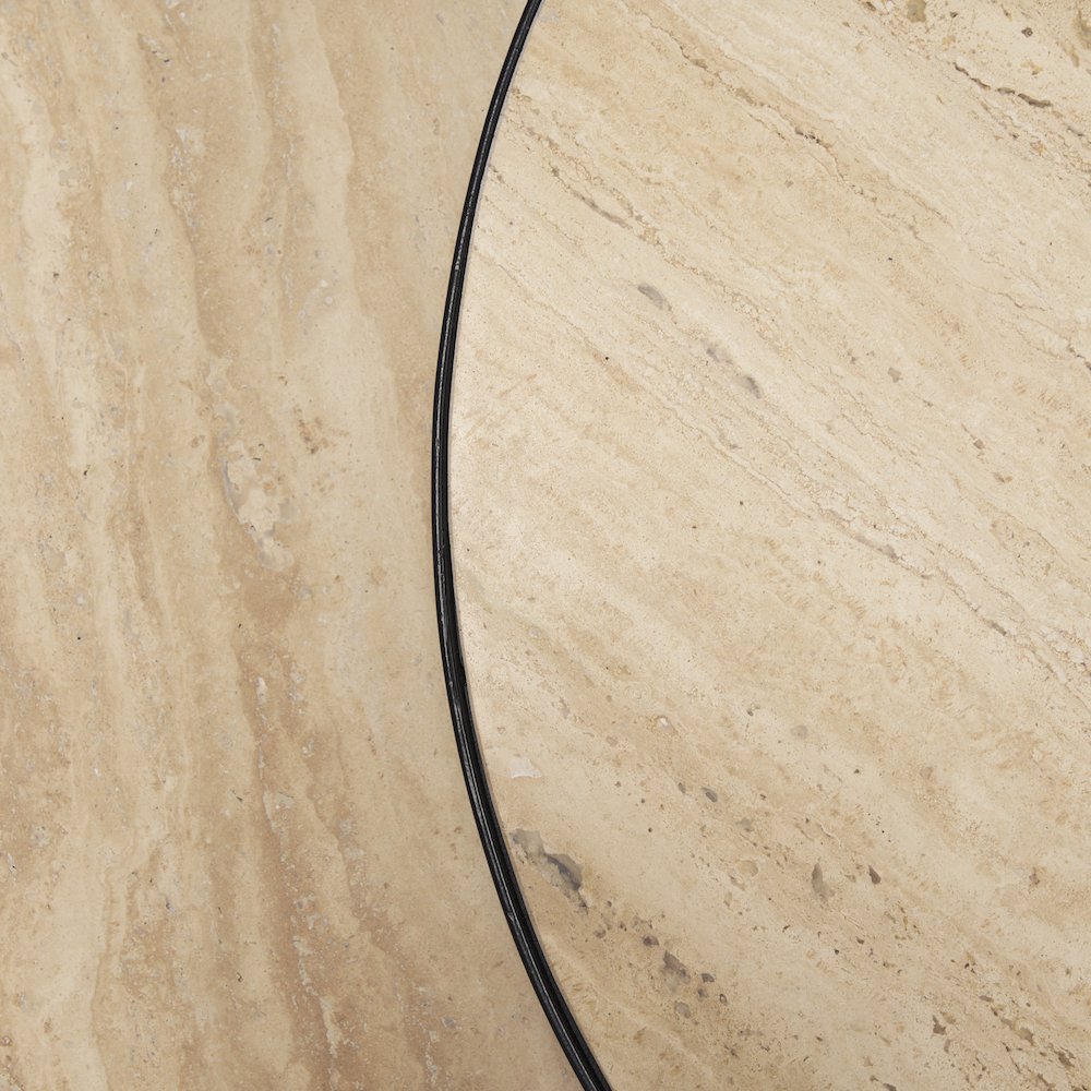 Travertine Marble Matte Black Metal Coffee Tables