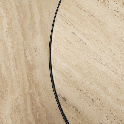 Travertine Marble Matte Black Metal Coffee Tables