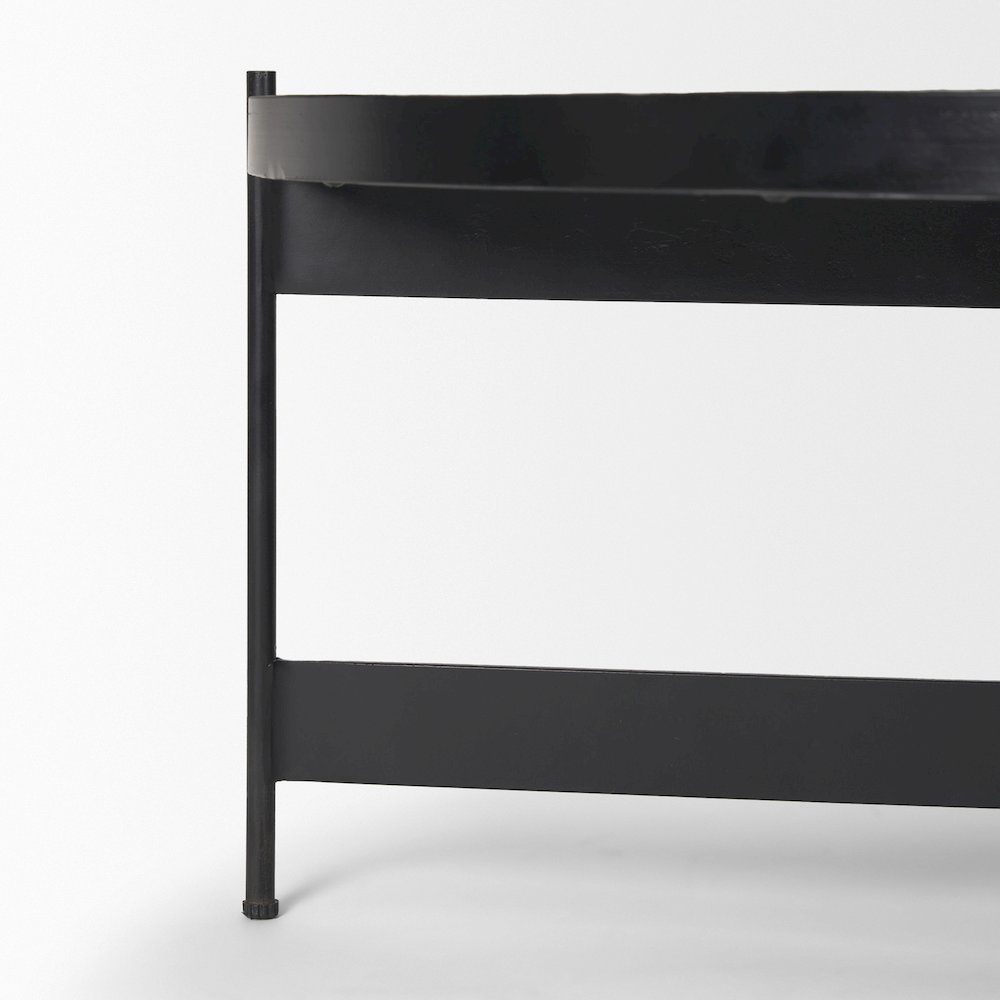 Travertine Marble Matte Black Metal Coffee Tables