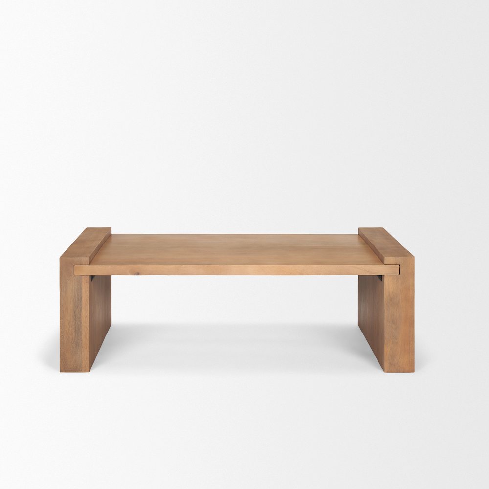 Light Brown Wood Rectangular Coffee Table