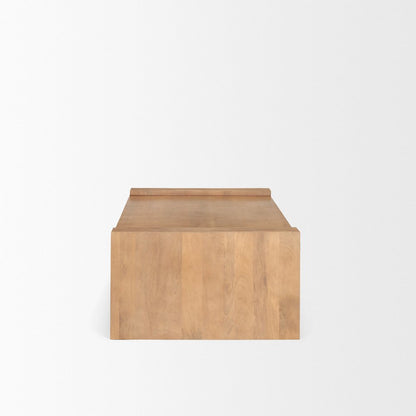 Light Brown Wood Rectangular Coffee Table
