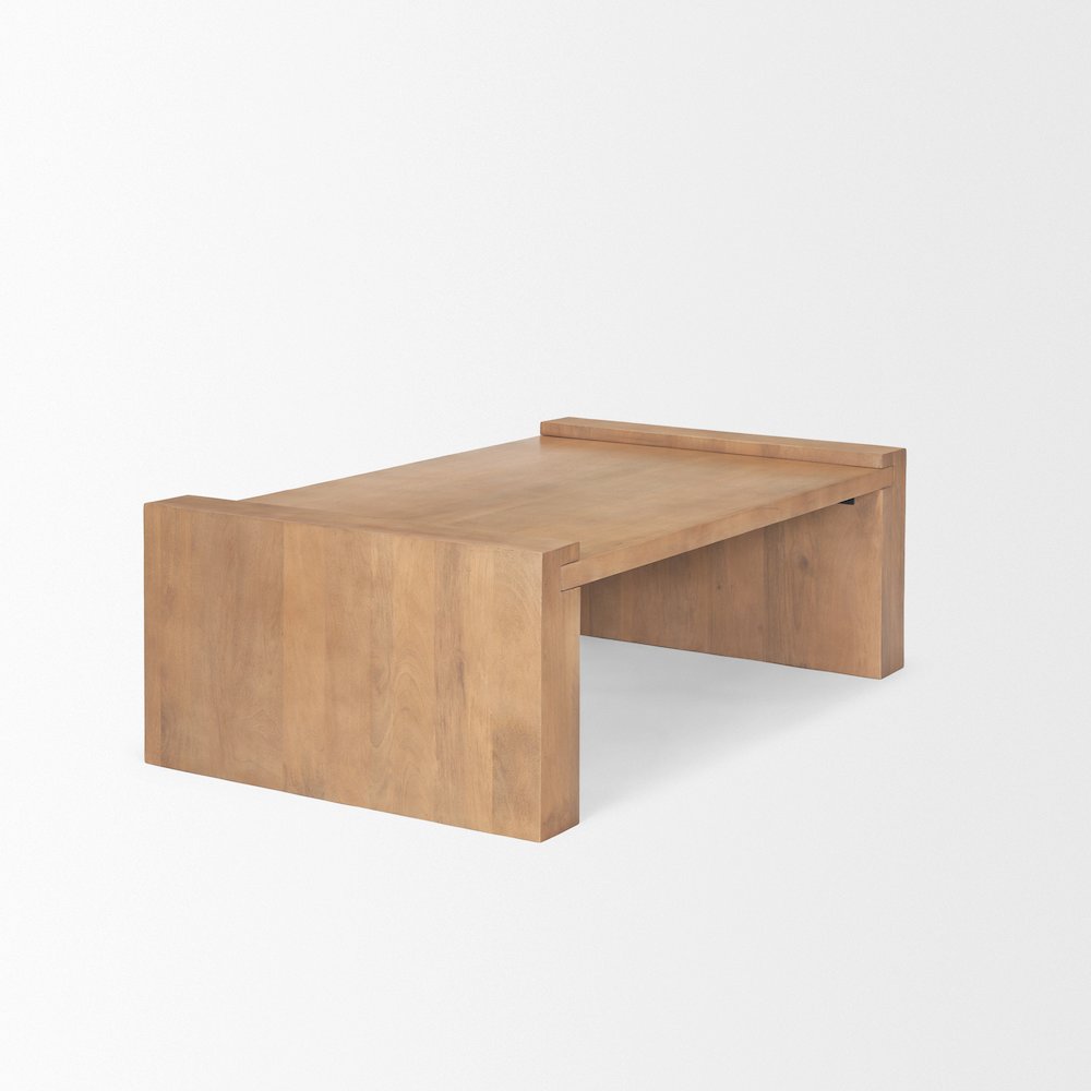 Light Brown Wood Rectangular Coffee Table