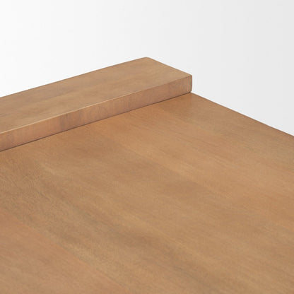 Light Brown Wood Rectangular Coffee Table