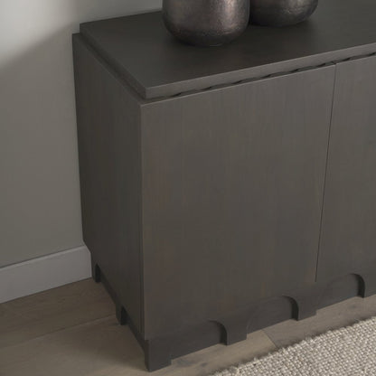 Dark Brown Wood Arched Design Accent Cabinet