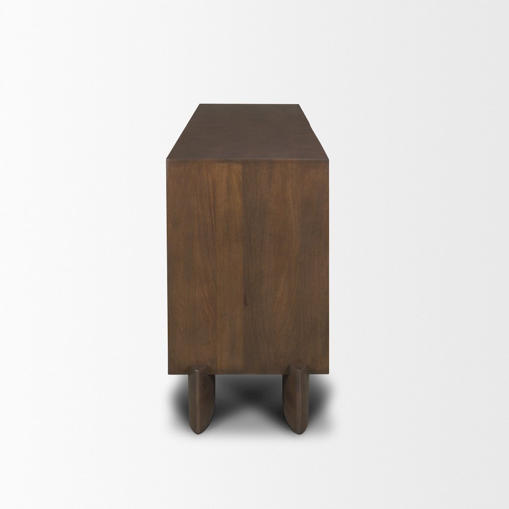 Jonan Dark Brown Wood Dark Aged Brass 2 Door 3 Drawer Sideboard
